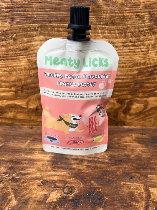Smokey bacon flavoured peanut butter - Meaty licks