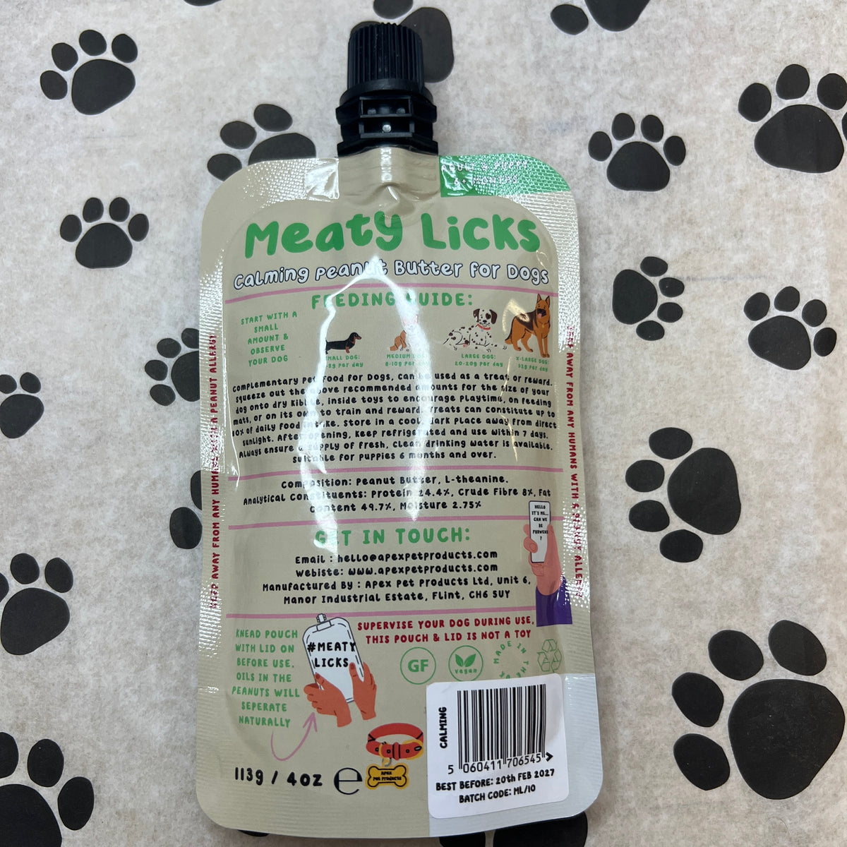 Calming peanut butter pouch - meaty licks 113g