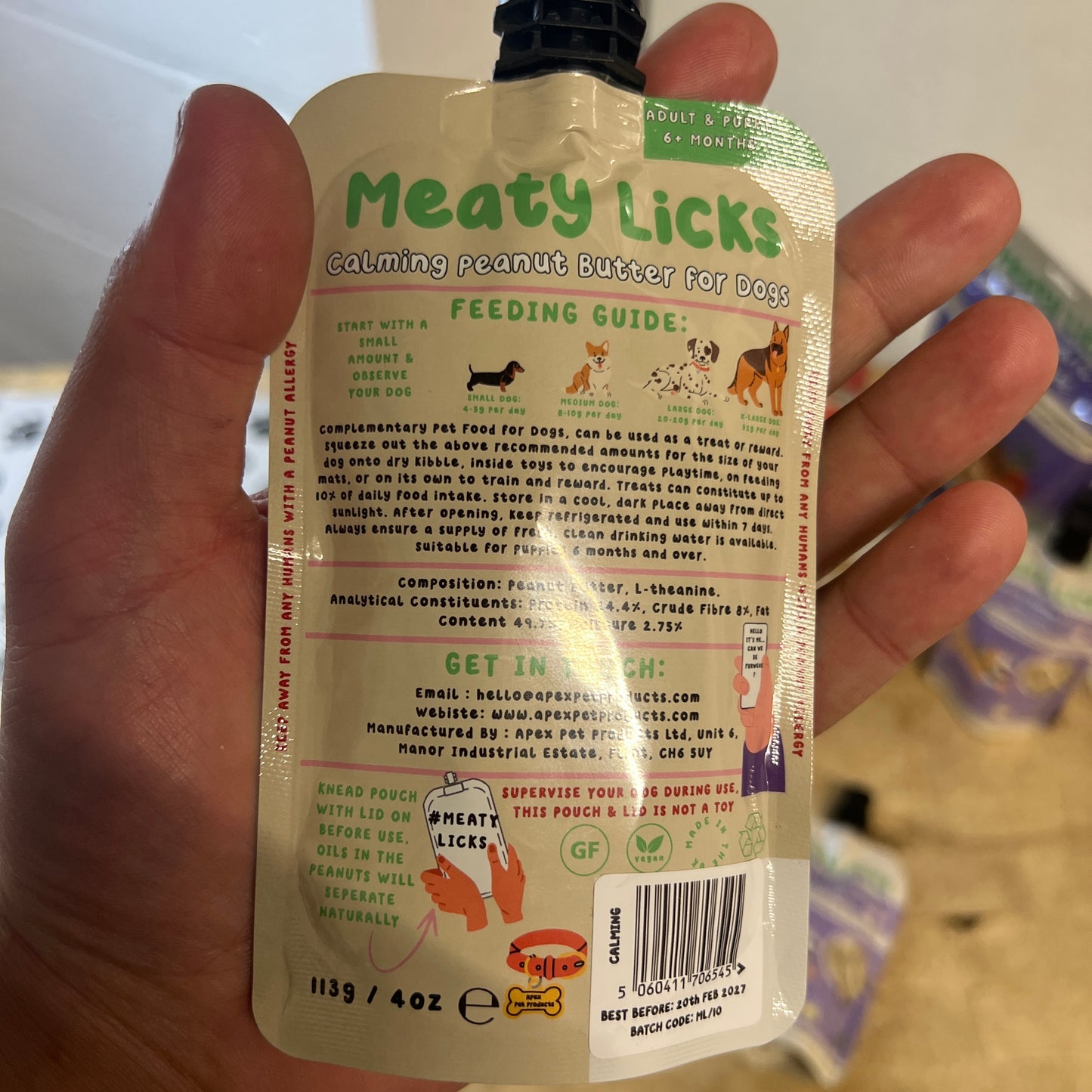 Calming peanut butter pouch - meaty licks 113g