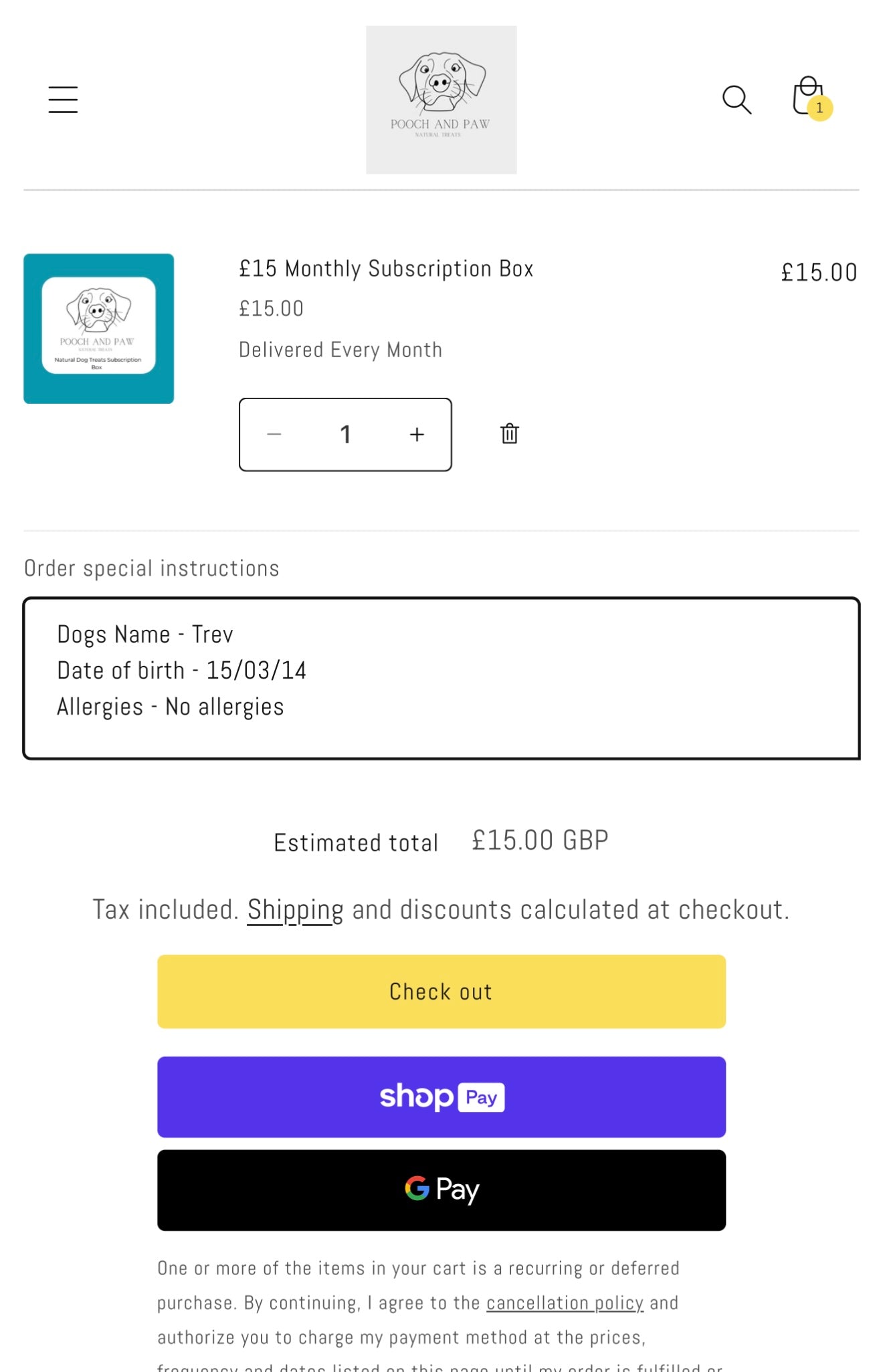 £30 Monthly Subscription Box