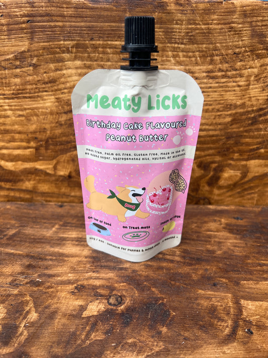 Birthday cake flavoured peanut butter - Meaty Licks