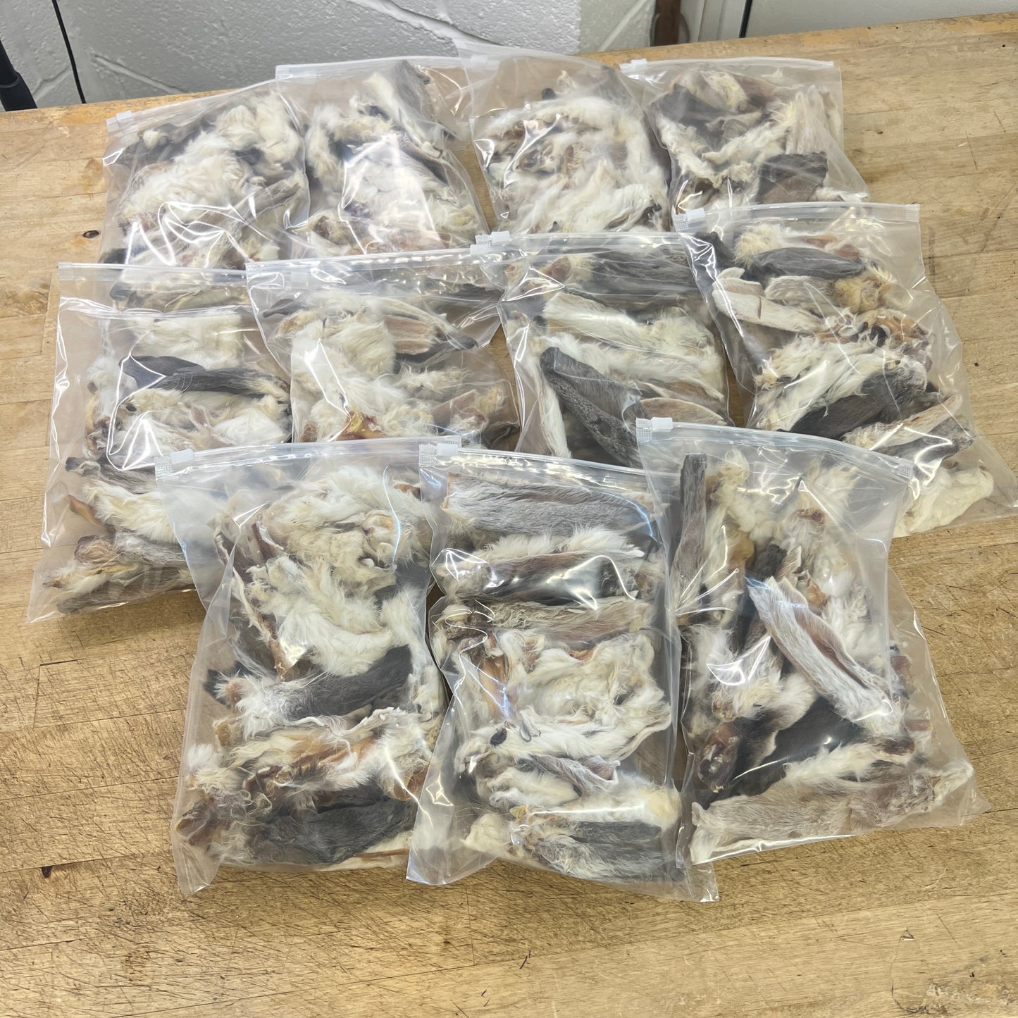 100g rabbit ear fluffers bag (small off cut rabbit ears)