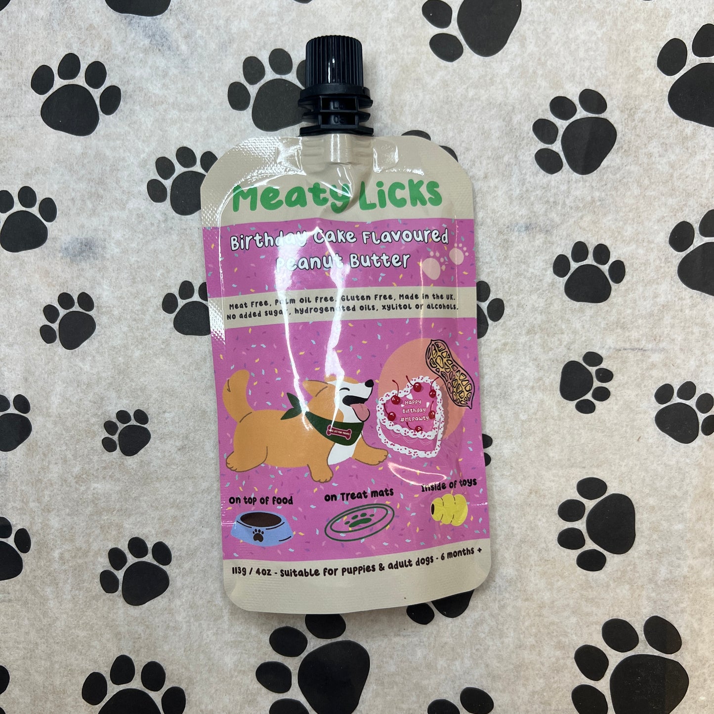 Birthday cake flavoured peanut butter pouch