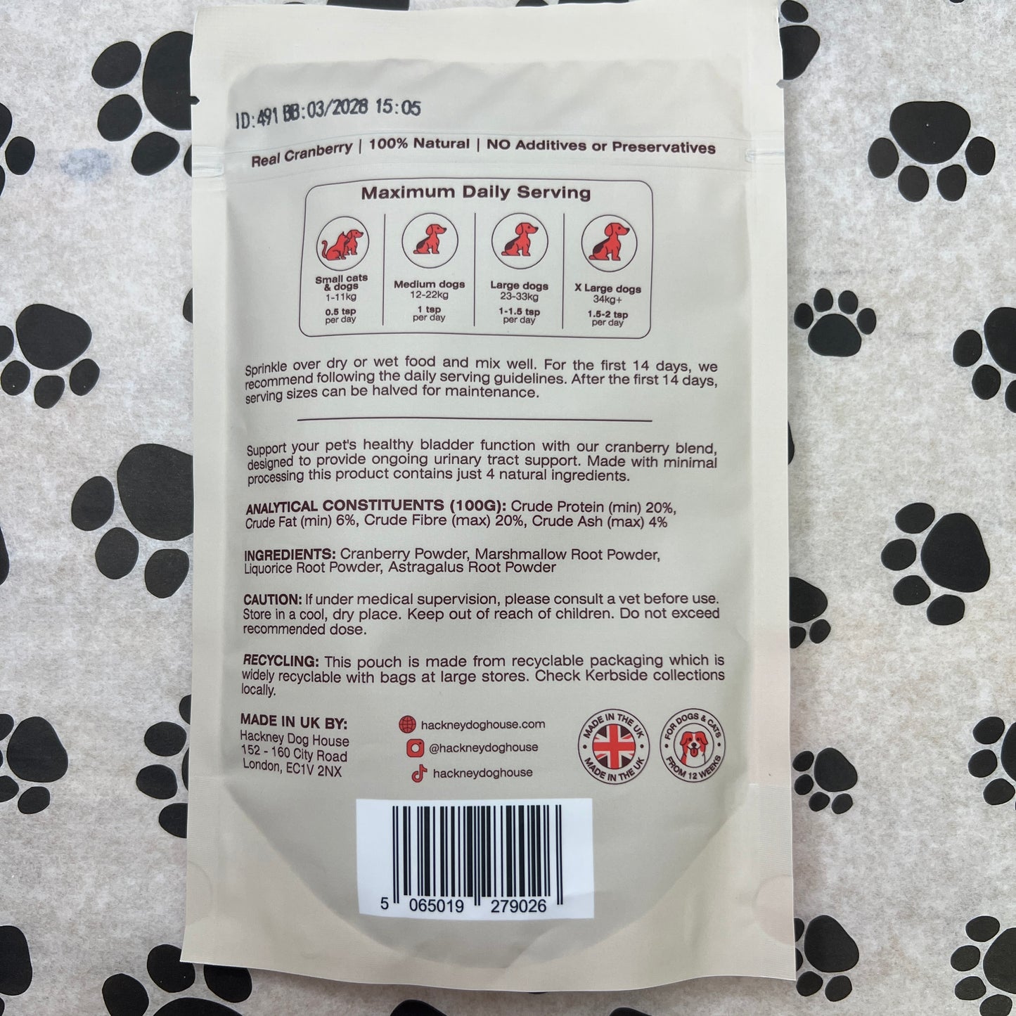 Urinary Cranberry Topper — Hackney Dog House 100g 40 servings