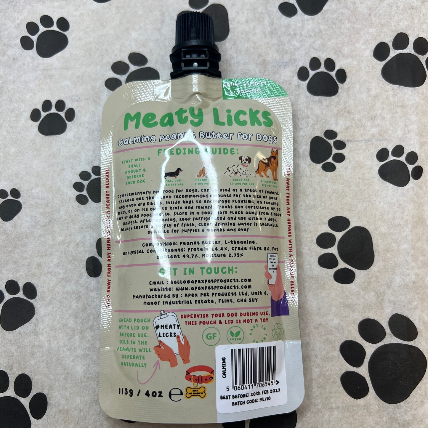 Calming peanut butter pouch - meaty licks 113g