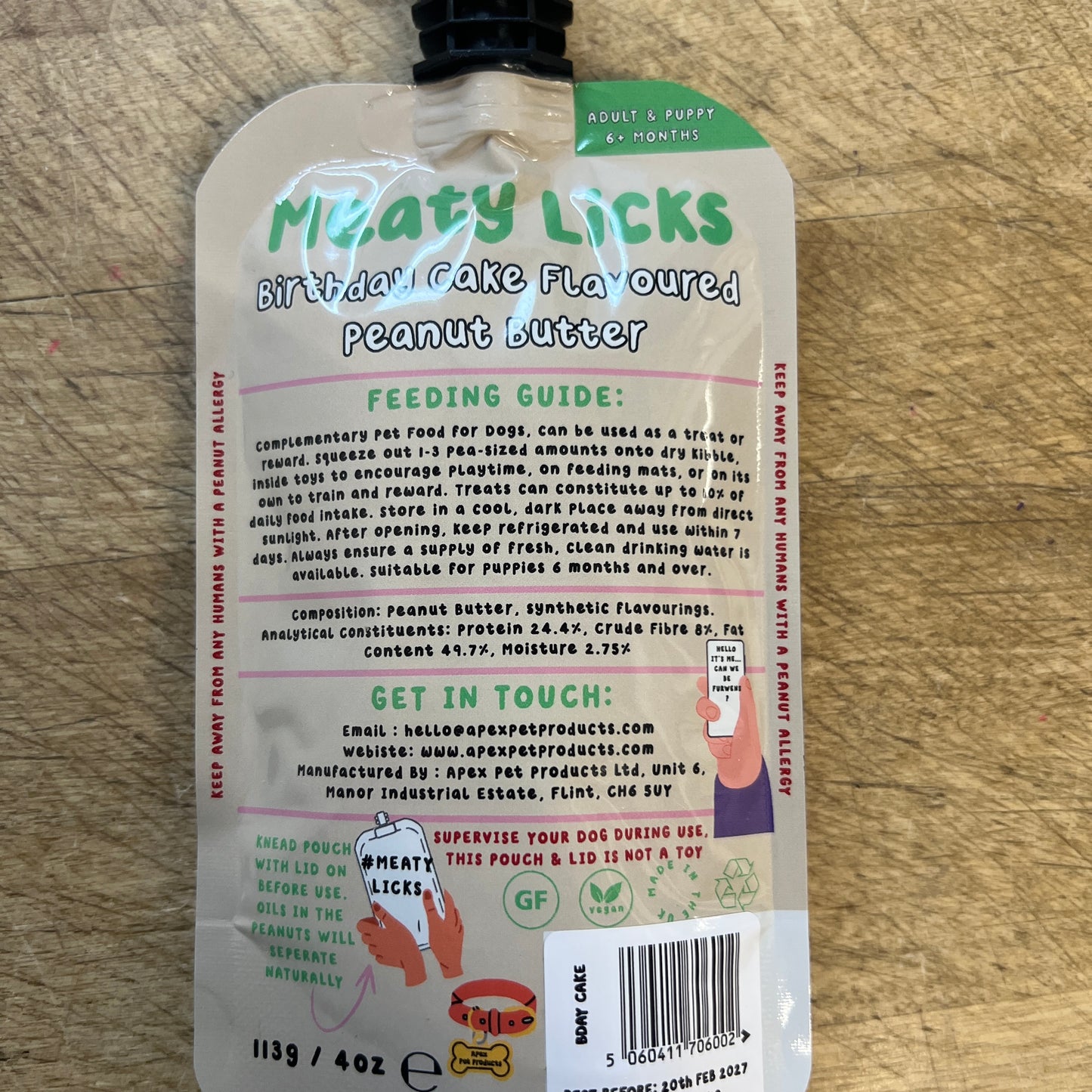 Birthday cake flavoured peanut butter pouch