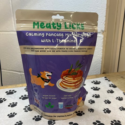 Calming pancake mix for dogs with L-Theanine - meaty licks 396g