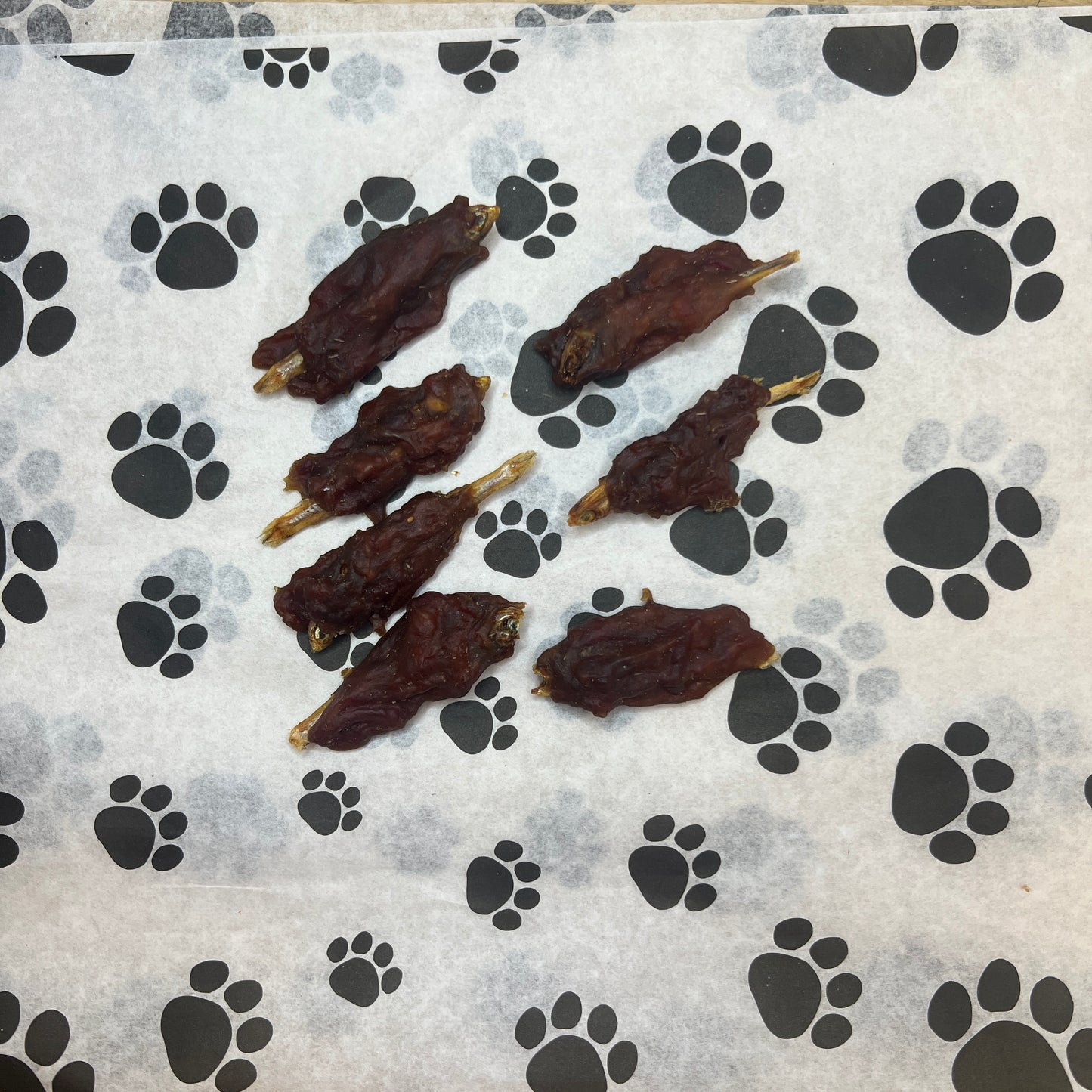 Sprats wrapped in duck 50g portion