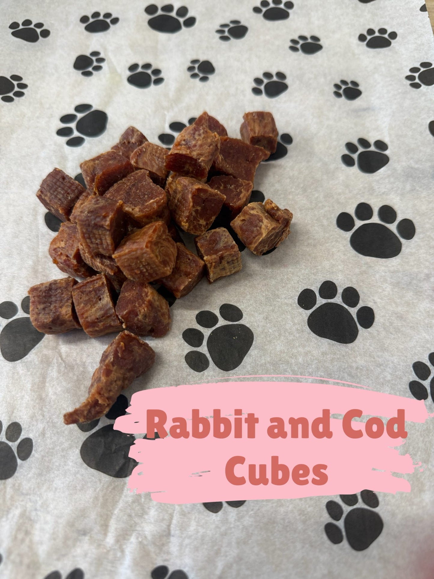 Rabbit and cod cubes 100g portion